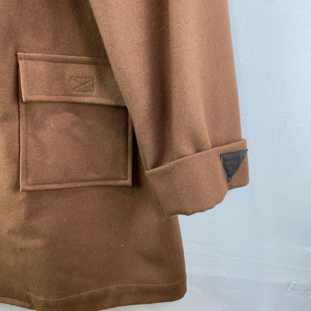 VTG Golfer Duffle Coat Men XL Brown Wool Blend Toggle Hooded convert Long Jacket - Picture 7 of 15